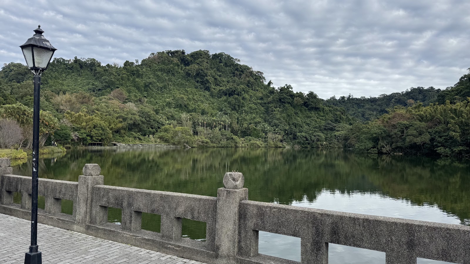 慈湖湖景步道路燈寧靜景色桃園大溪