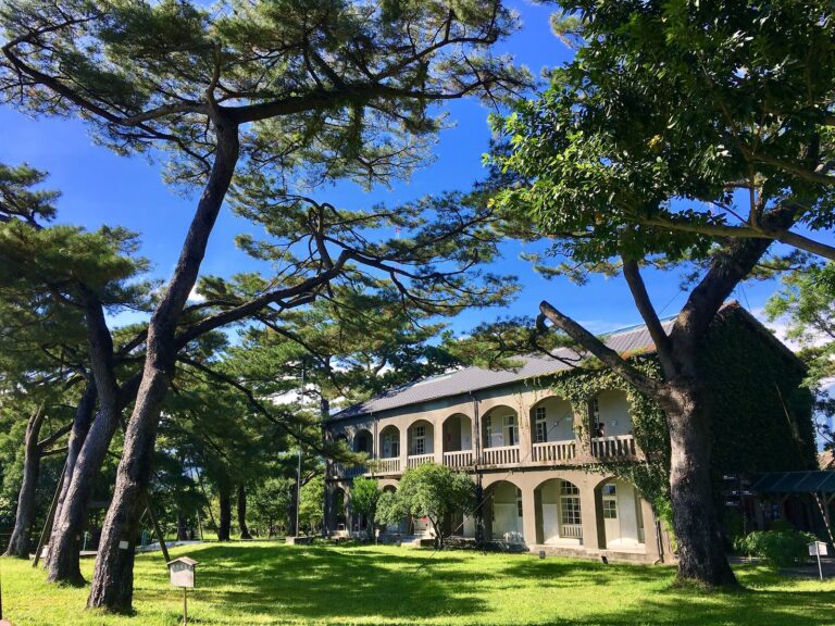 花蓮松園別館百年黑松林環抱日式洋風主建築藍天綠草