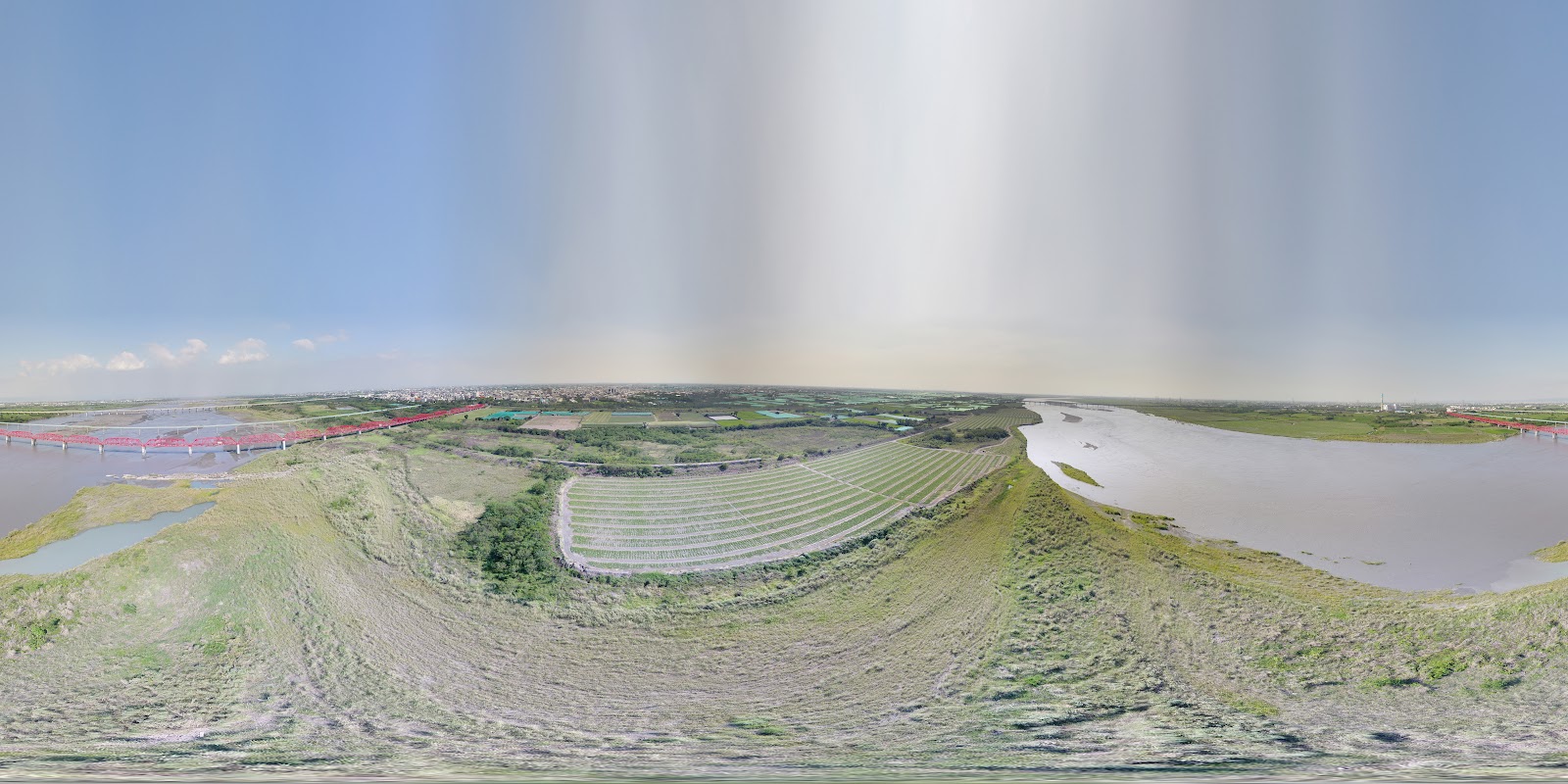 空拍西螺大橋橫跨濁水溪全景