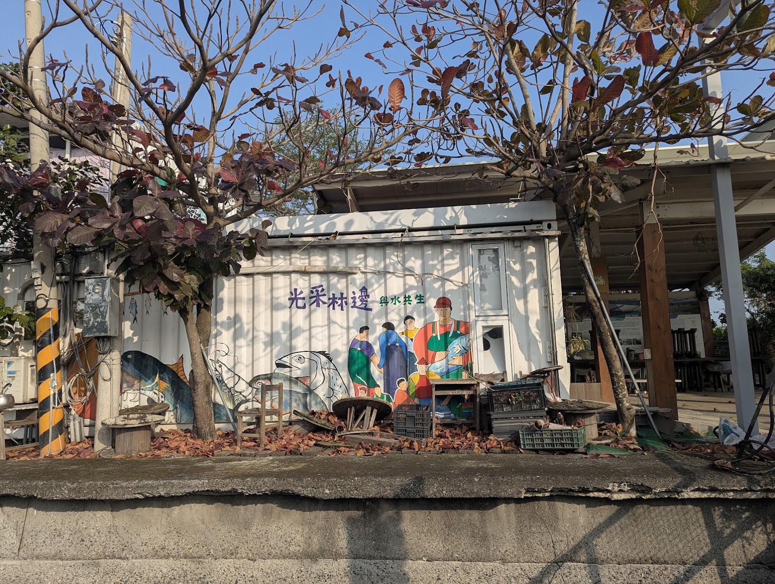林邊光采濕地入口彩繪貨櫃,屏東林邊一日遊必訪景點