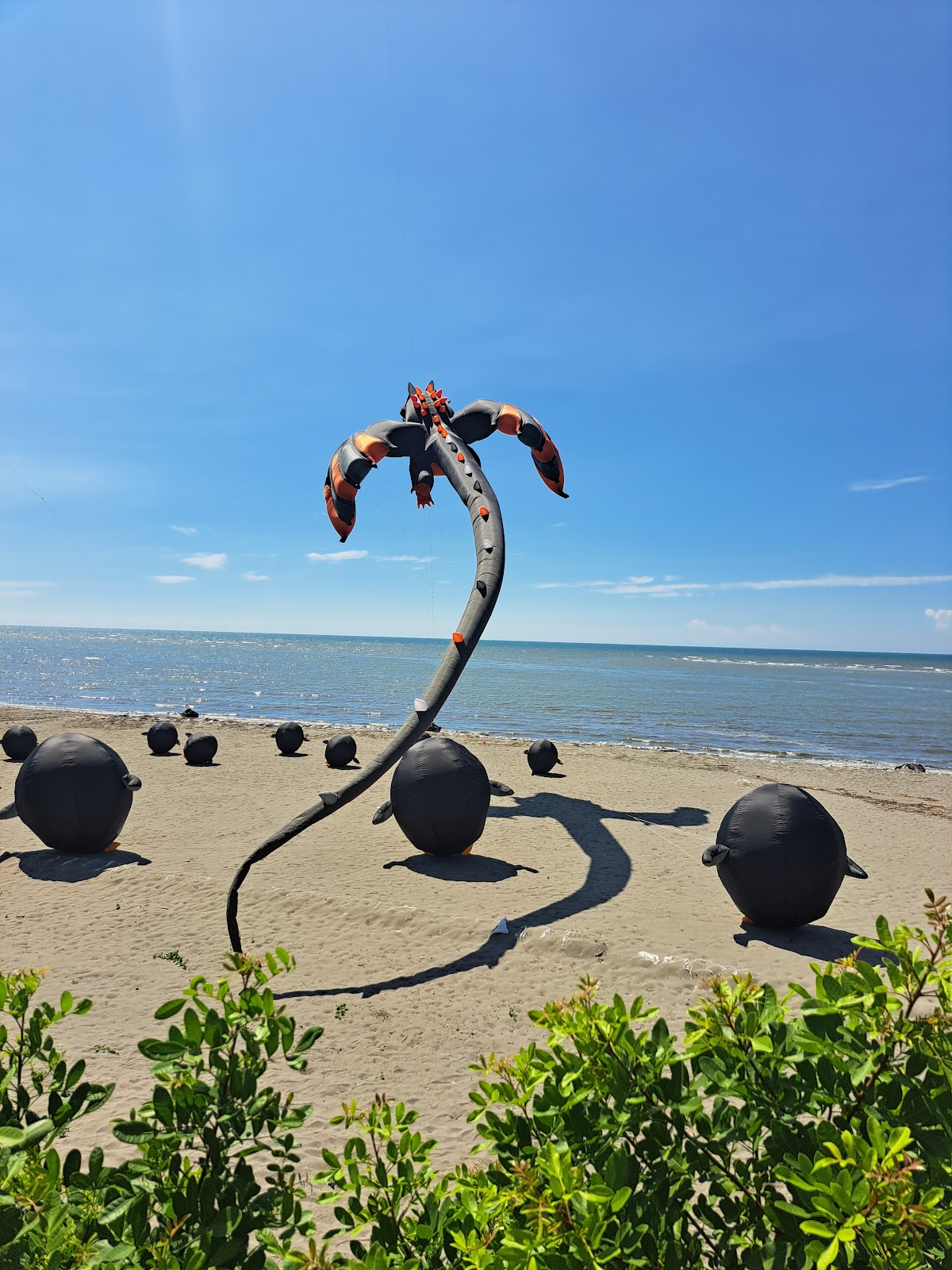 台中大安海水浴場沙灘龍形地景藝術裝置海景