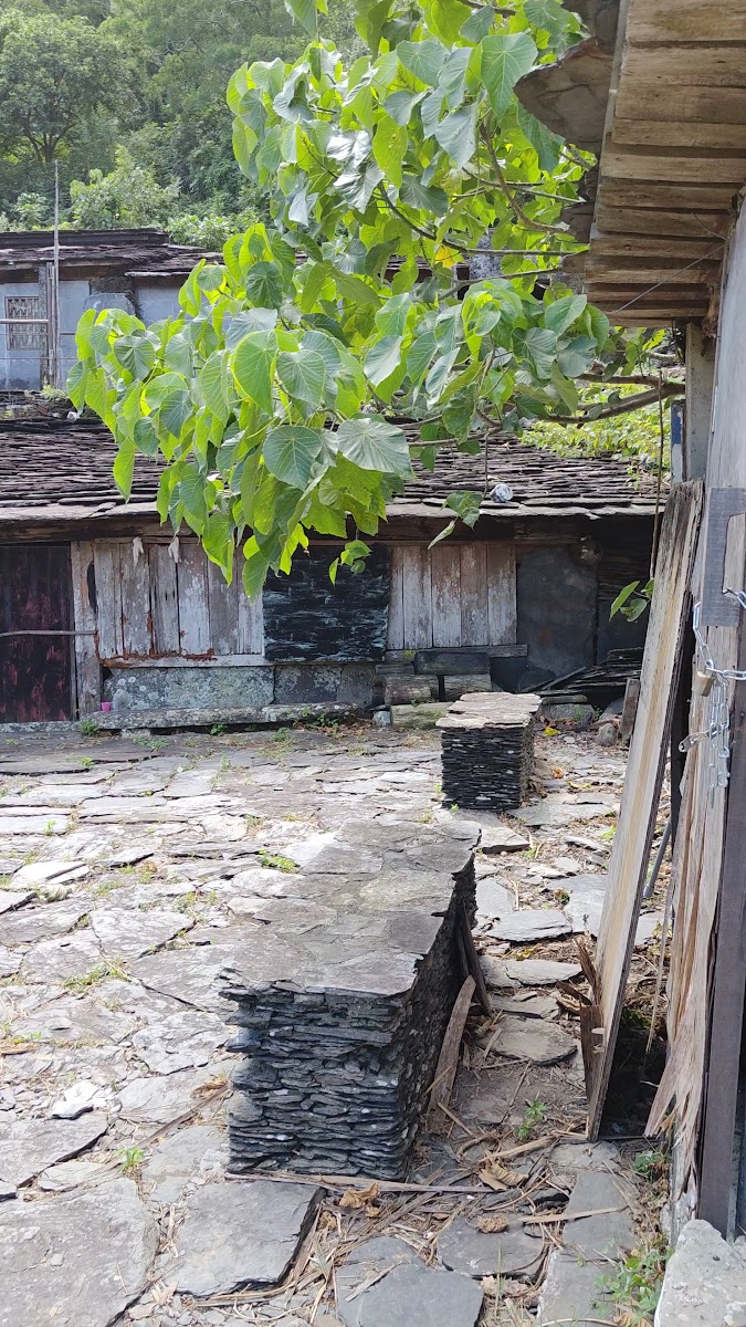老七佳石板屋部落庭院全景,石板鋪地與古老屋舍,屏東春日鄉排灣族秘境