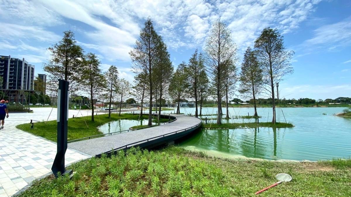 湖邊曲型步道與樹景