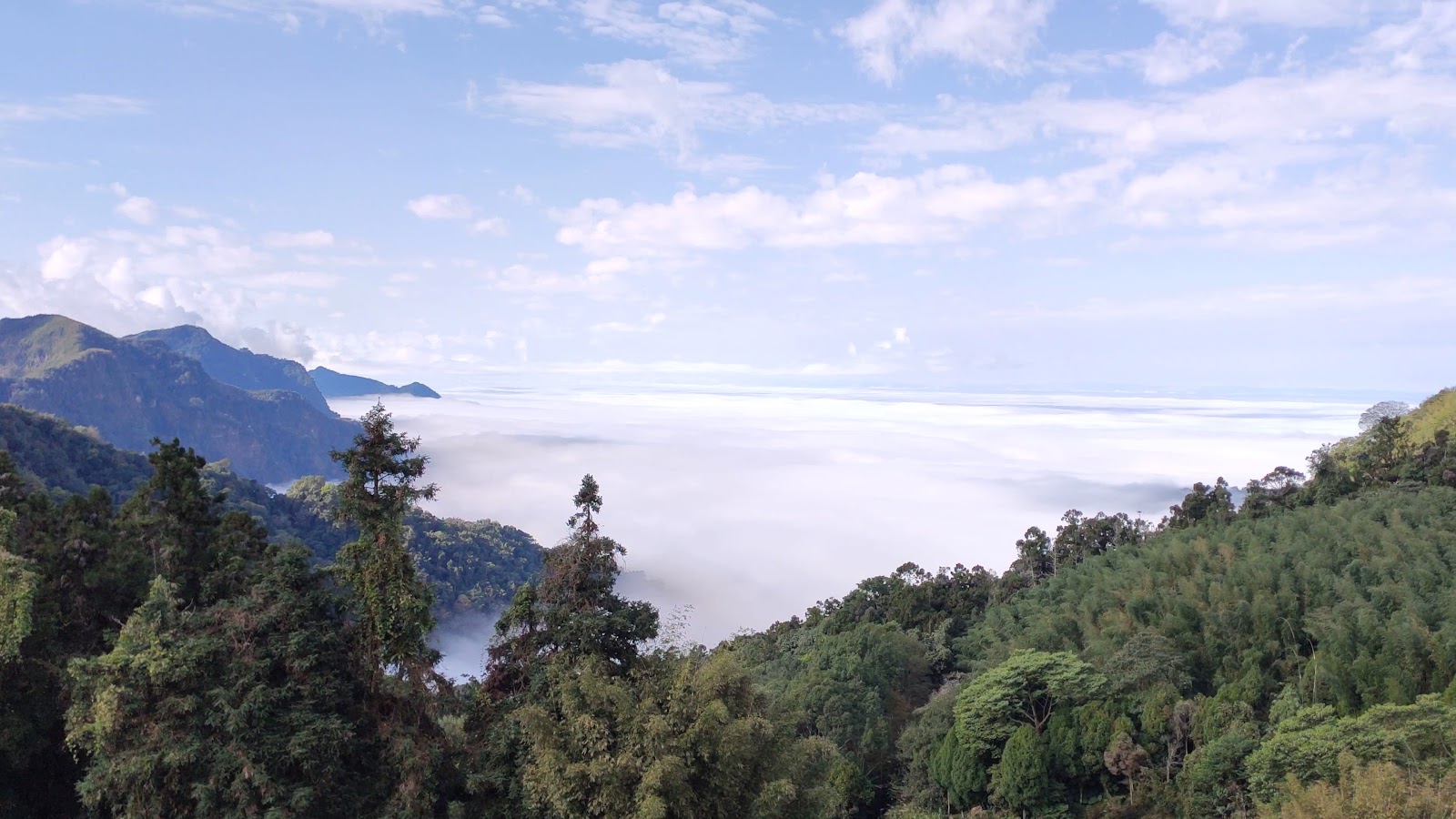 169石棹觀景台壯闊雲海景色,嘉義山嶺在雲海之上顯現