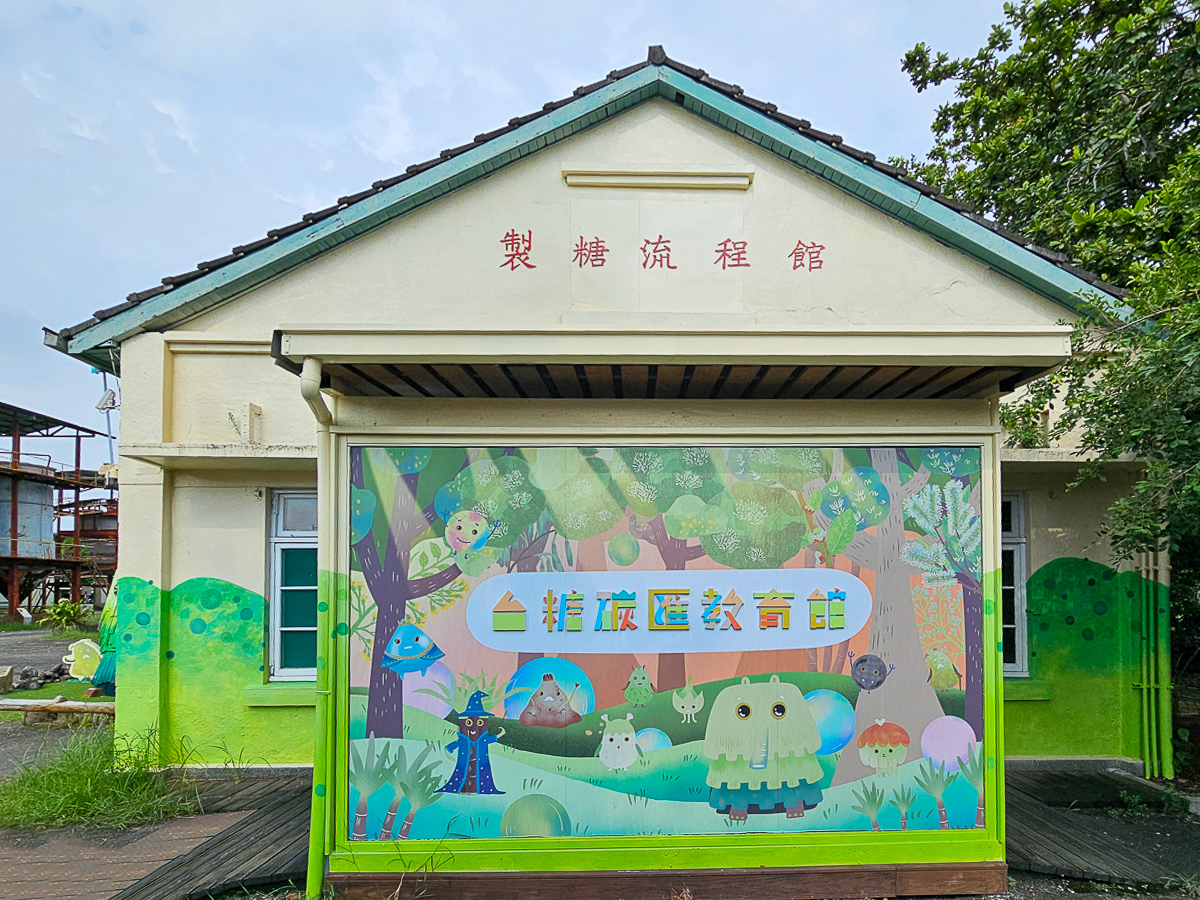 橋頭糖廠製糖流程館建築，台糖炫匠教育館彩色卡通看板