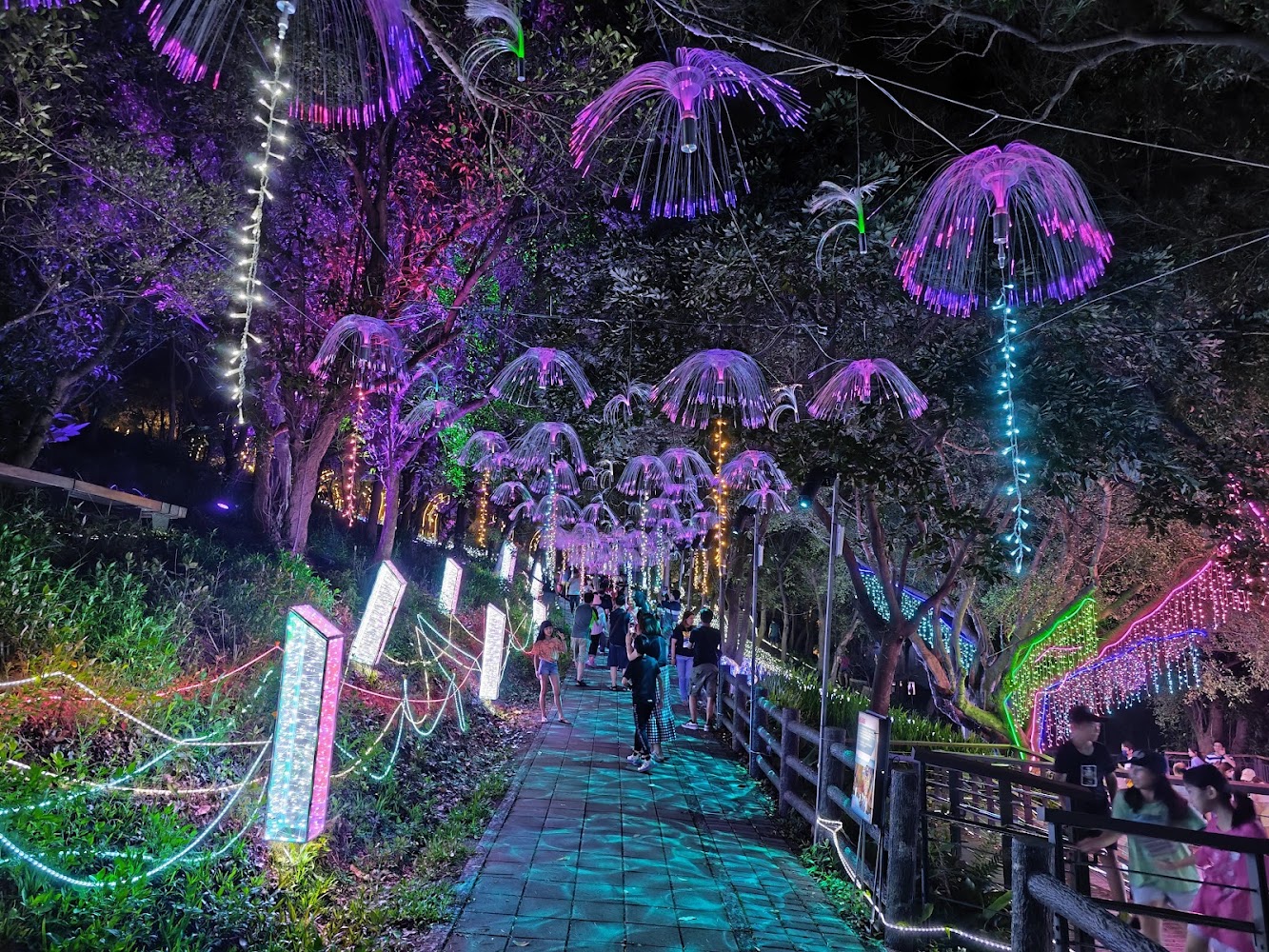 大古山夜間點燈步道與彩色燈飾