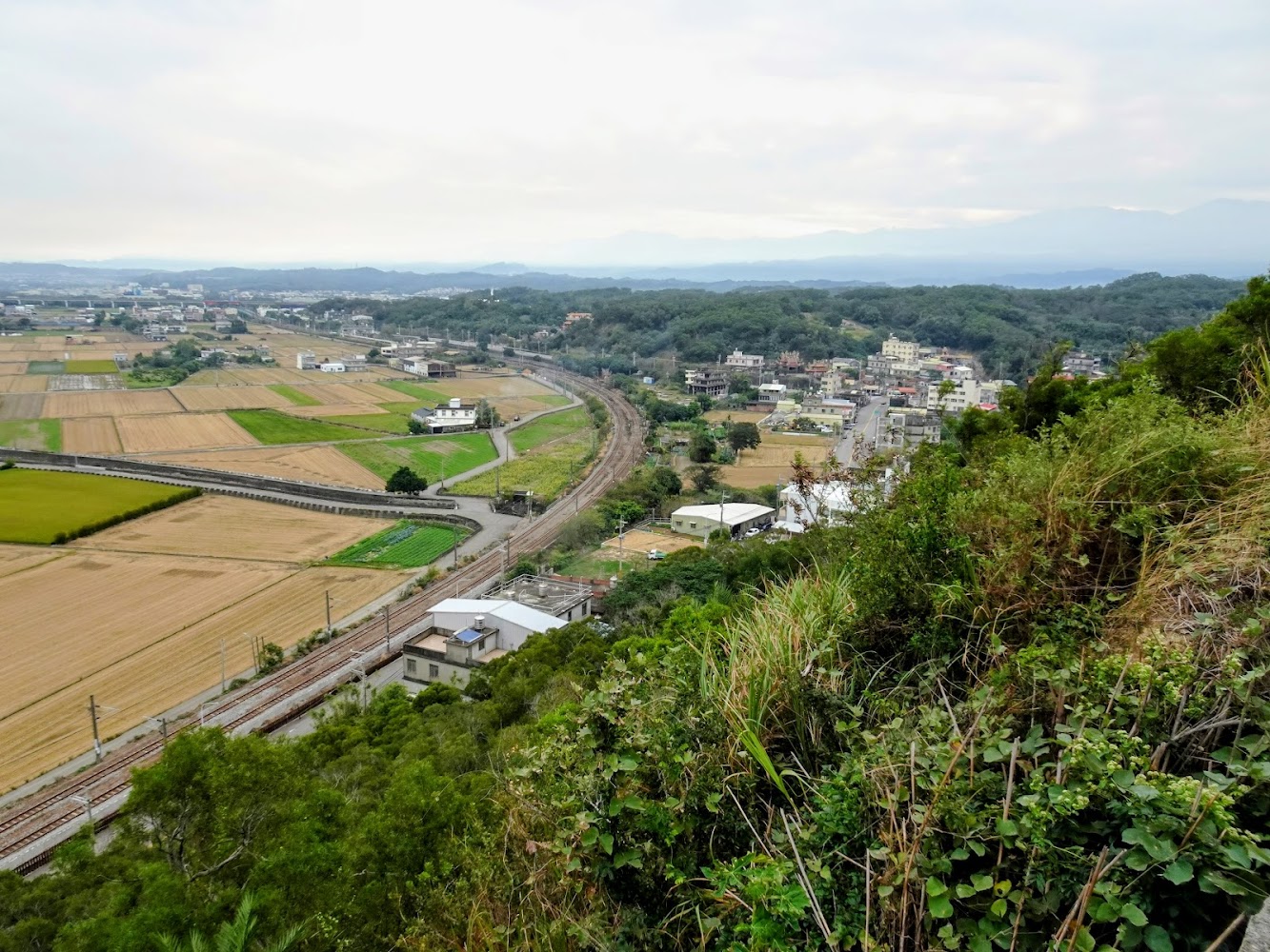 廣闊農田與鐵道路線景觀