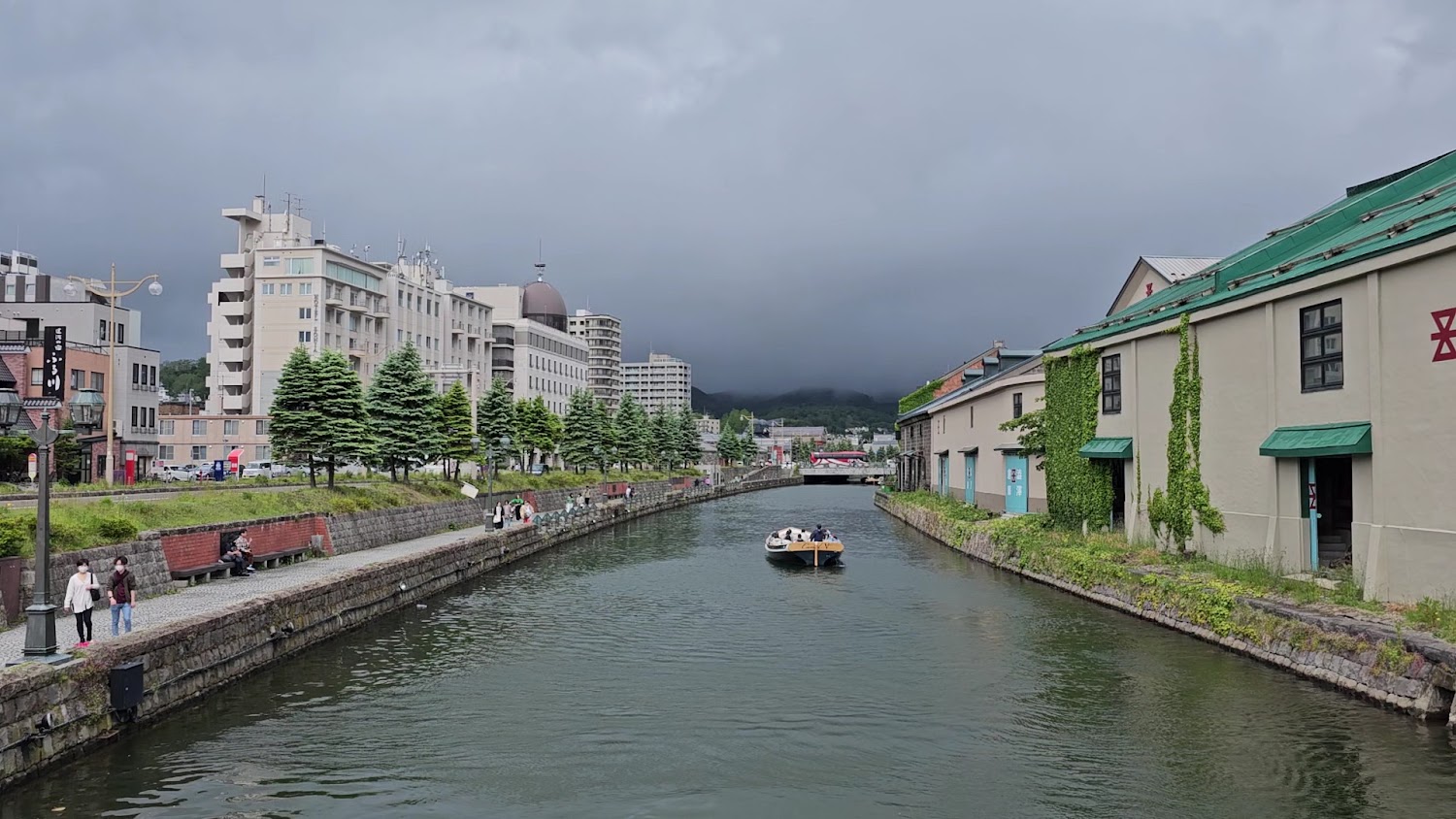 小樽運河白天遊船景色
