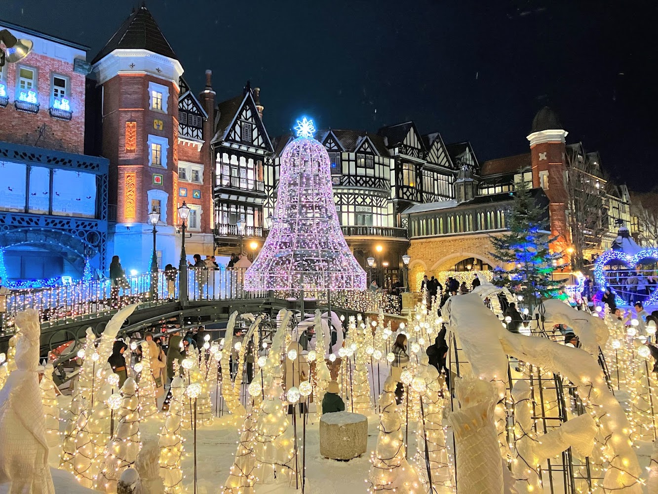 白色戀人公園夜間燈飾與雪景