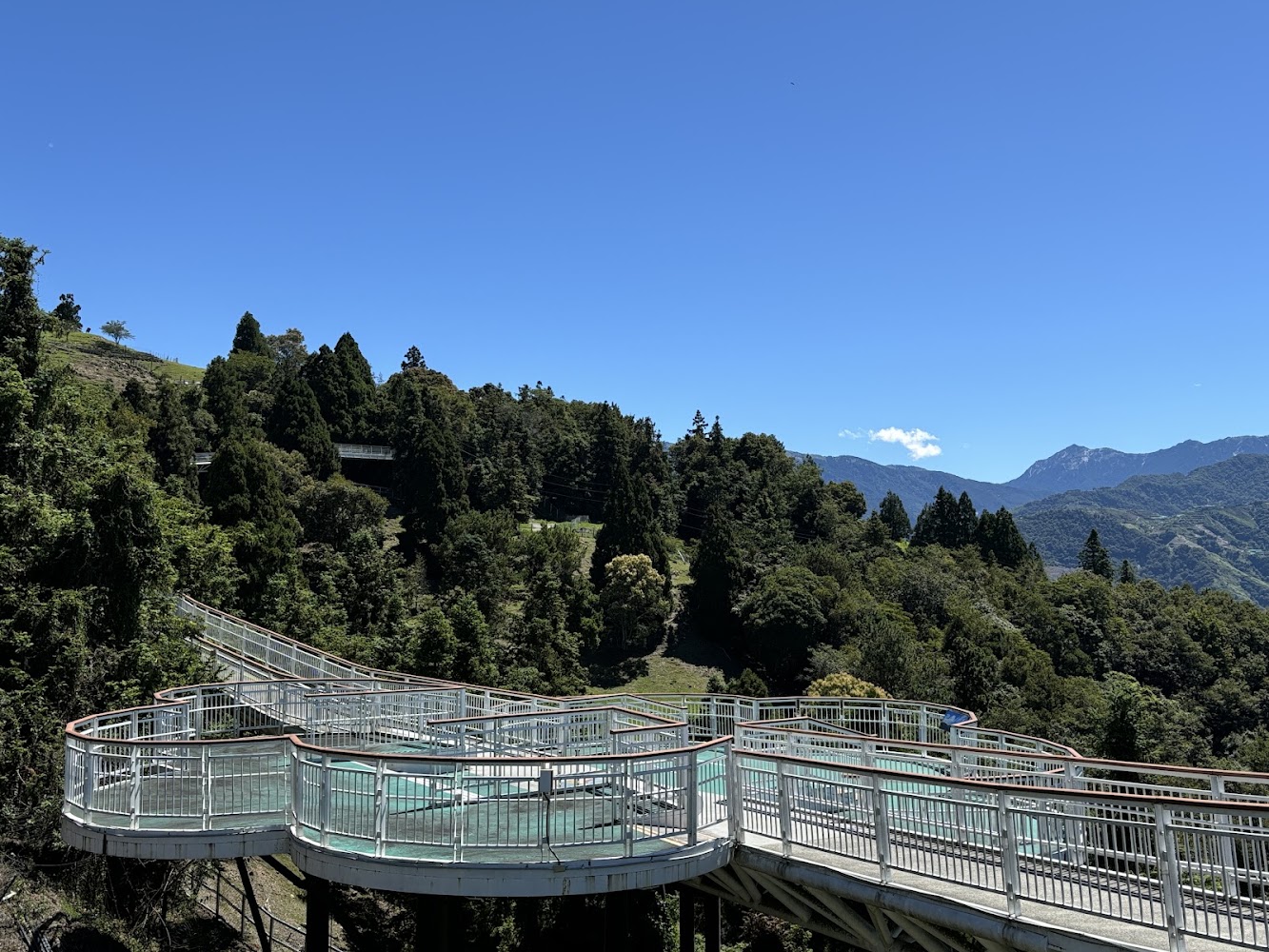 清境高空觀景步道玻璃段與高山天空