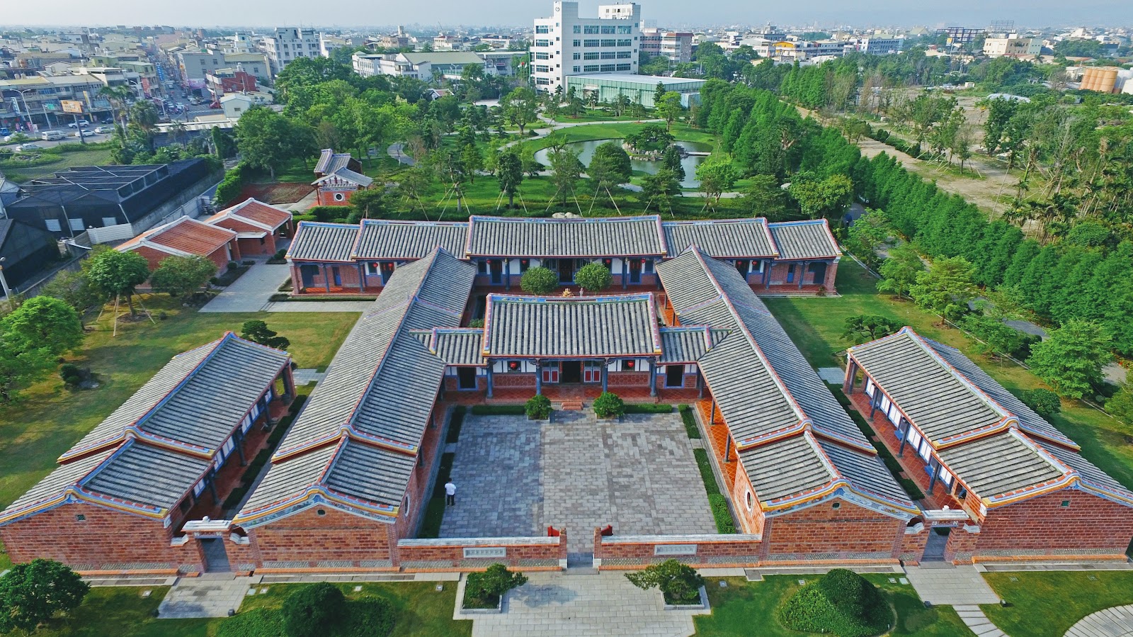 成美文化園四合院建築與日式庭園鳥瞰,彰化永靖景點