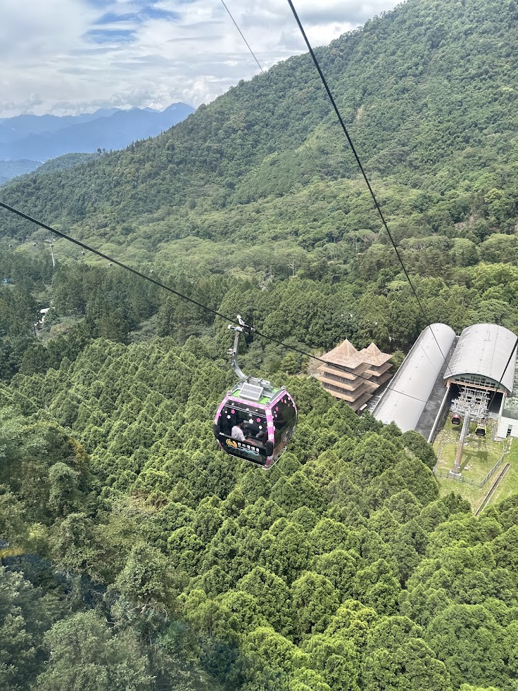 纜車穿越森林上空的九族文化村站視角