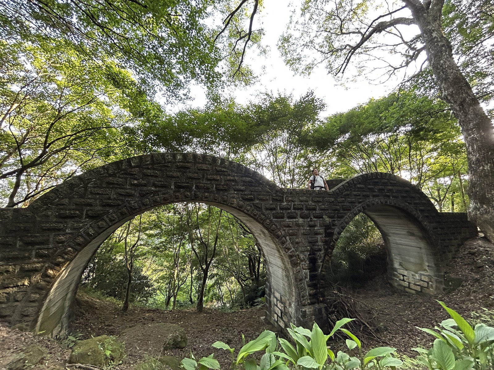拱北殿雙拱橋石砌拱門森林步道
