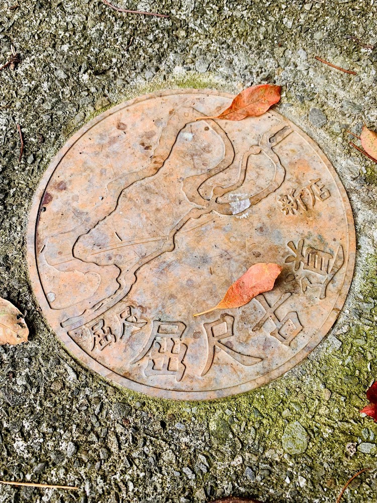 地面圓形井蓋刻有新店字樣
