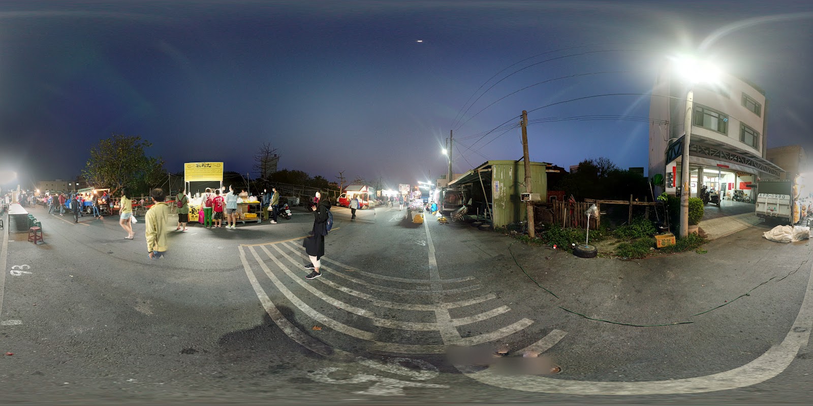 台西夜市夜晚360度全景攤販燈光人潮