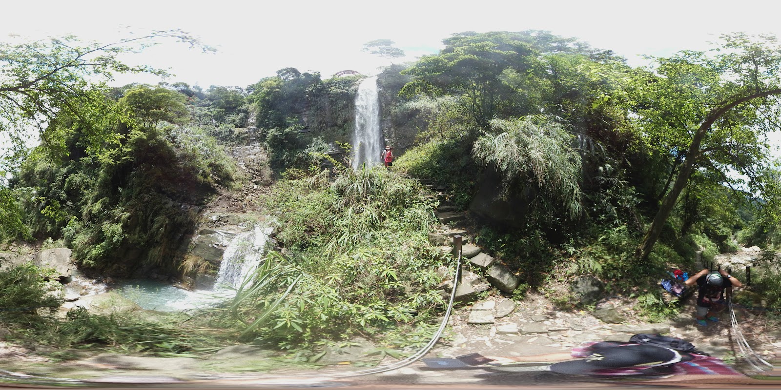 龍鳳瀑布步道全景,翠綠山徑蜿蜒通往瀑布深處