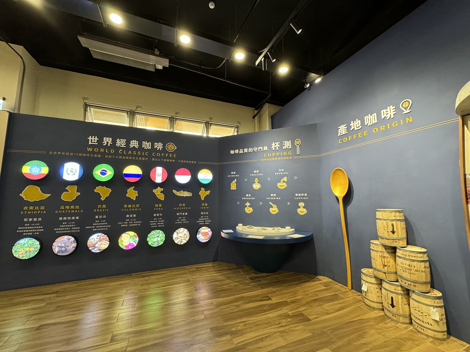 品皇咖啡觀光工廠世界經典咖啡博物館展示區國旗咖啡起源