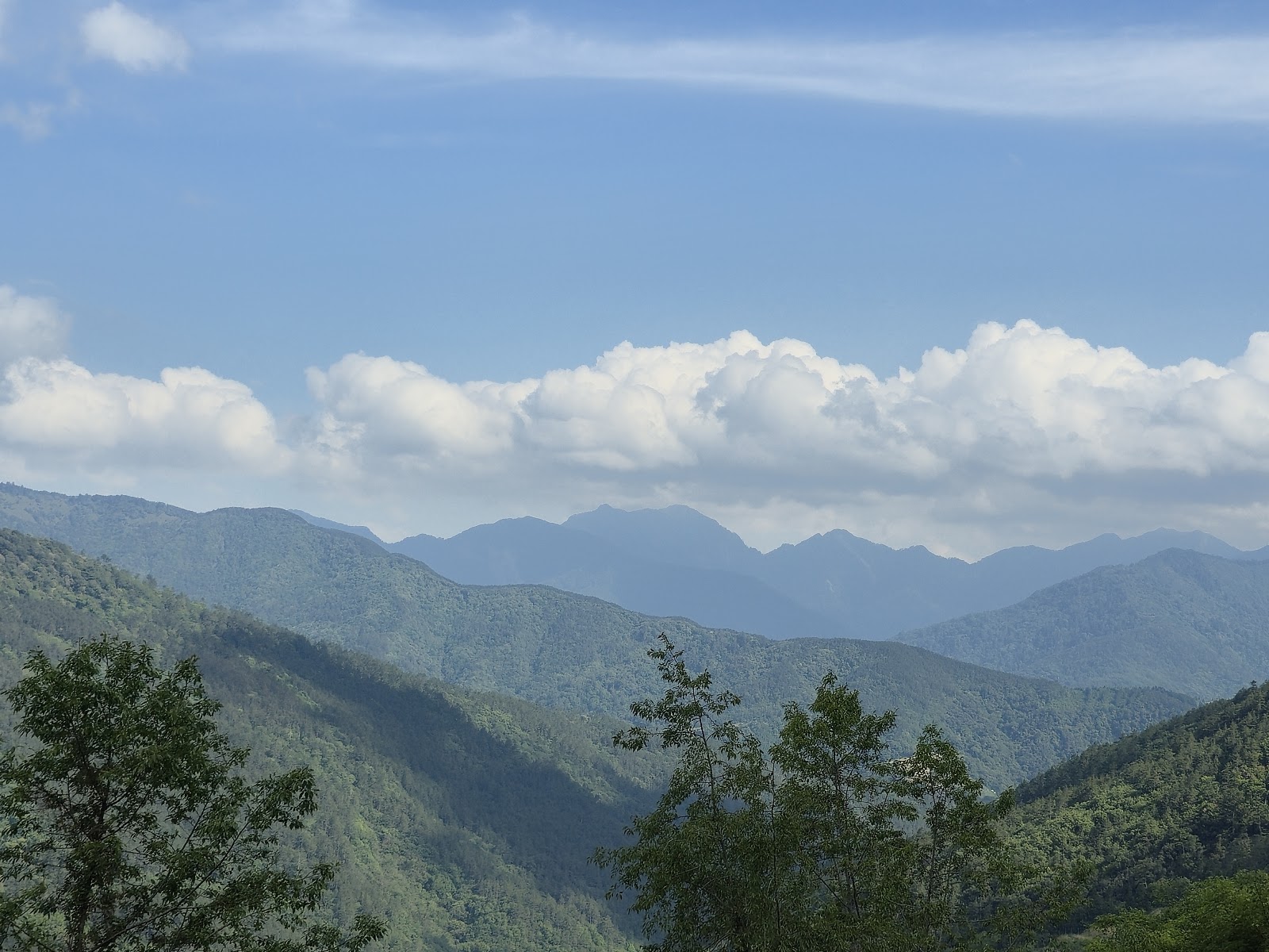 武陵農場高山連綿山景藍天白雲