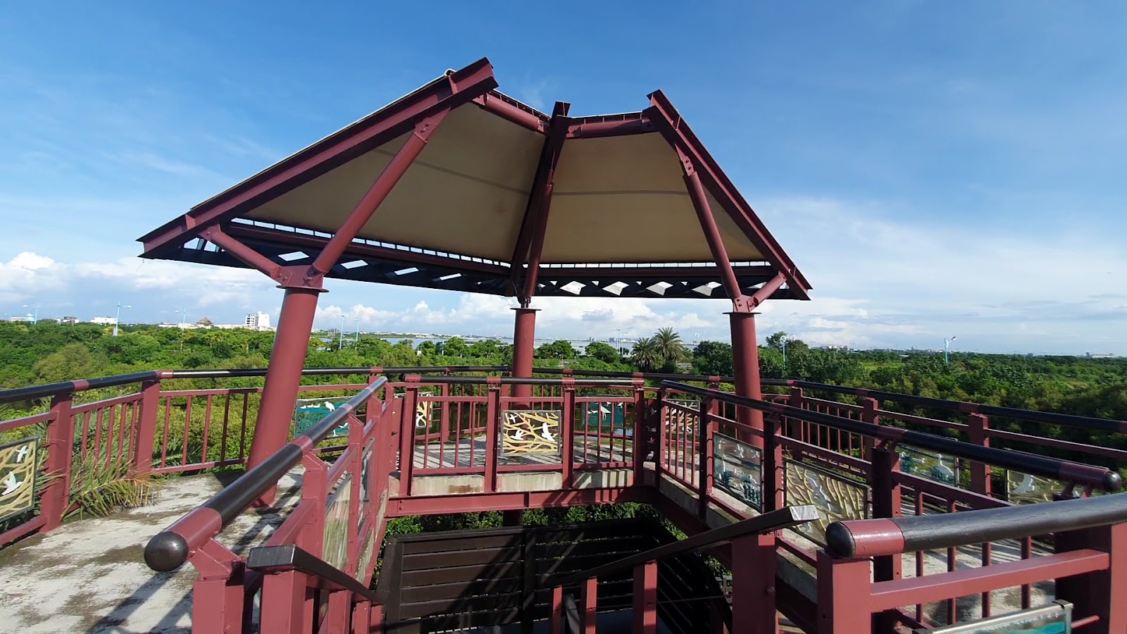 崎峰濕地觀景台頂層俯瞰濕地全景,屏東林邊一日遊景點