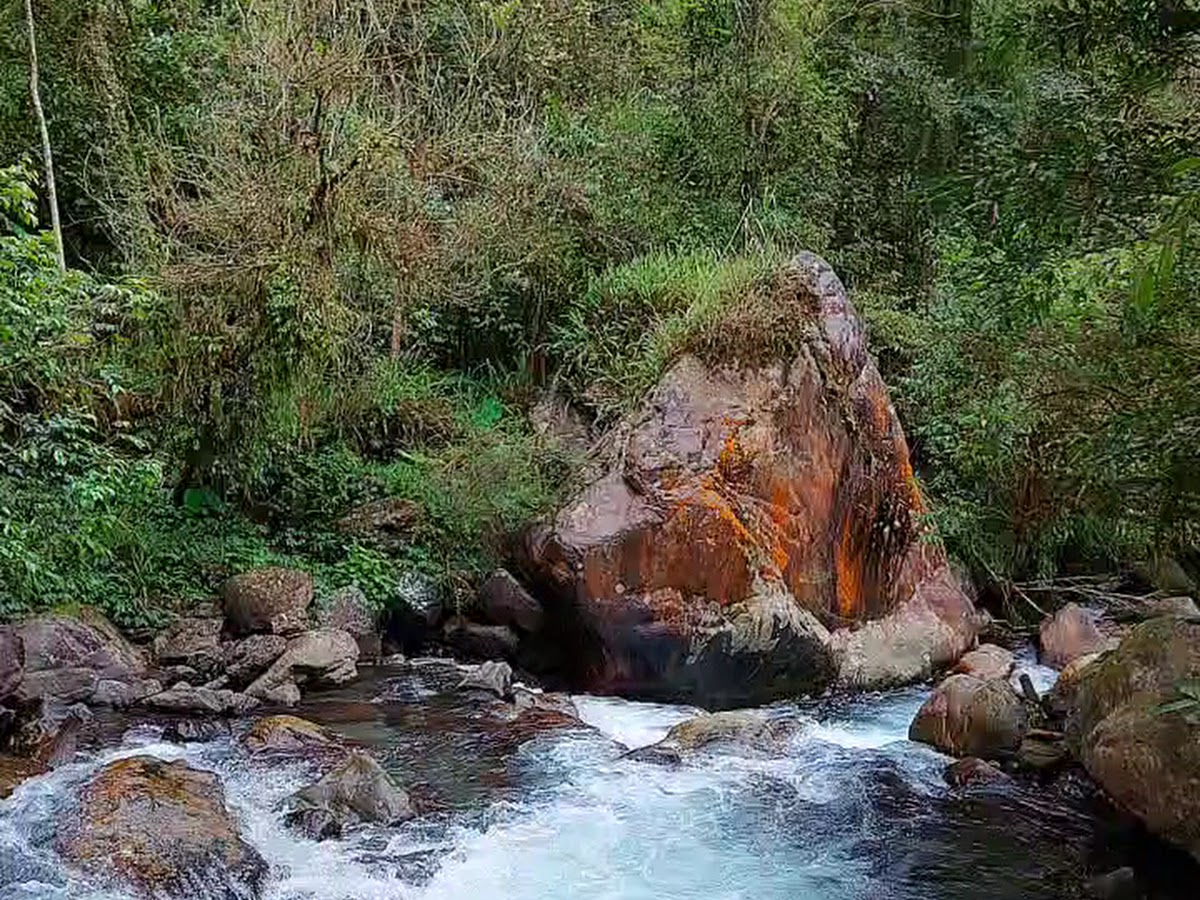 松羅溪岩石水潭清澈溪水