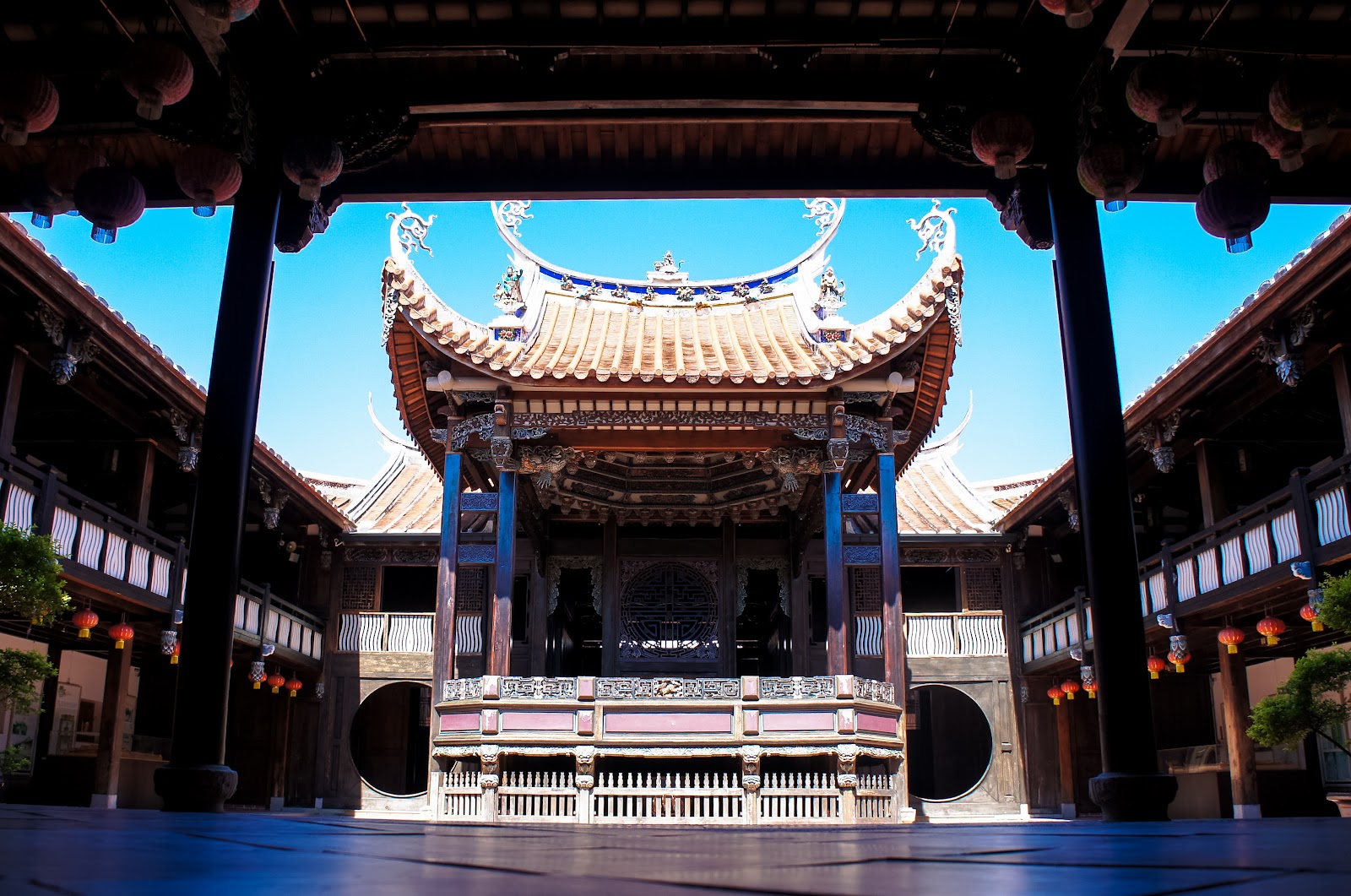 霧峰林家宮保第園區外觀,紅磚閩南式傳統建築