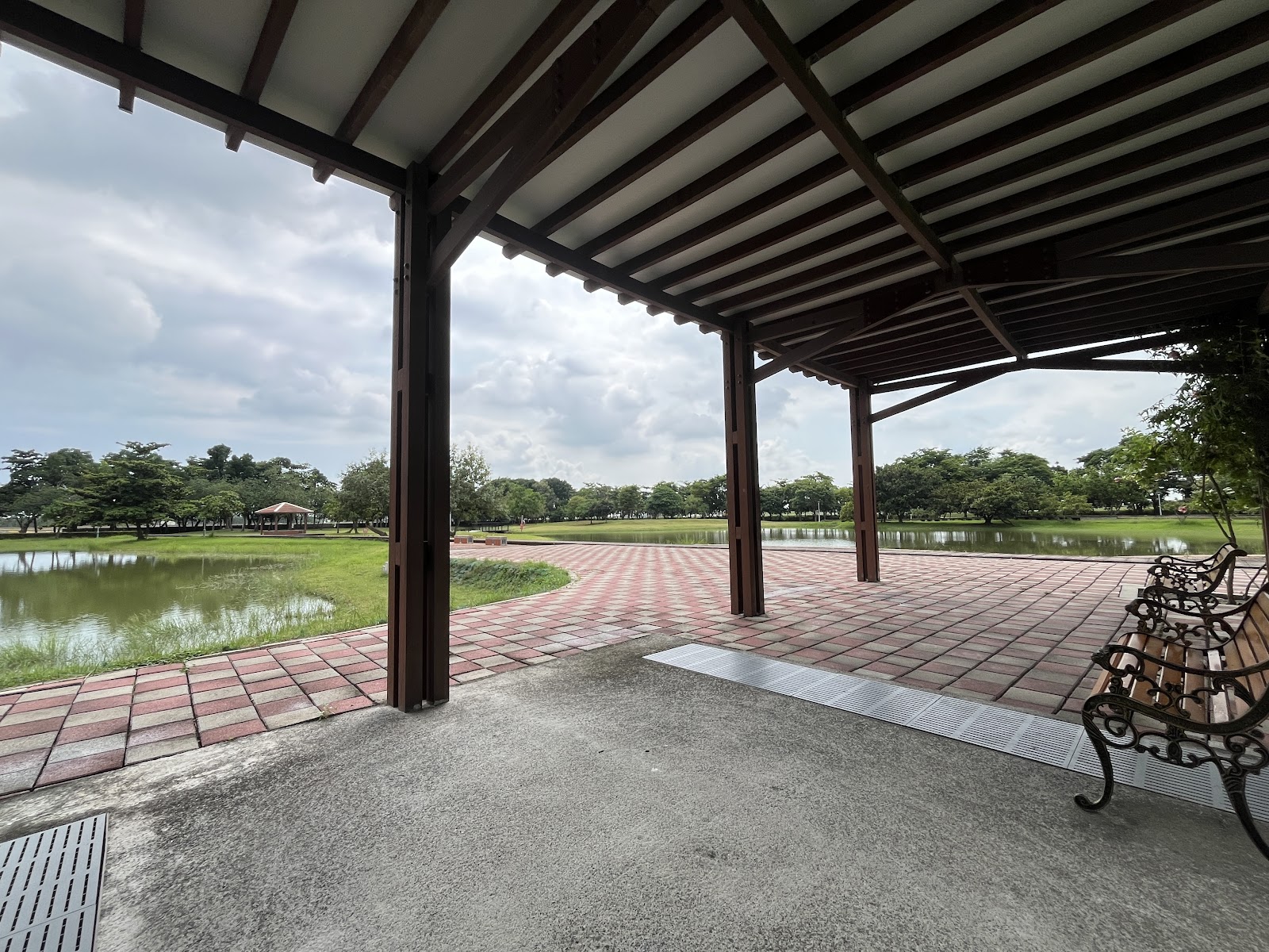 崁頂鄉自然生態公園涼亭俯瞰生態池