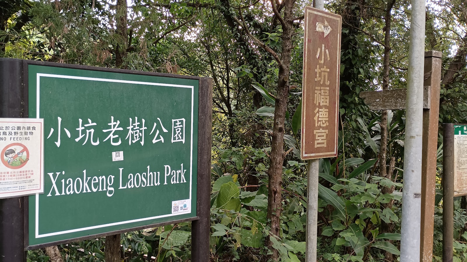 小坑老樹公園與小坑福德宮方向指示牌