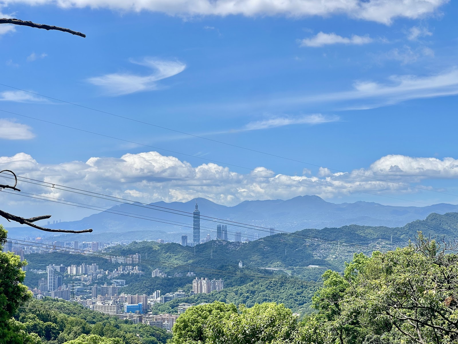 從樟山寺遠眺台北101與市區天際線，山巒層次分明