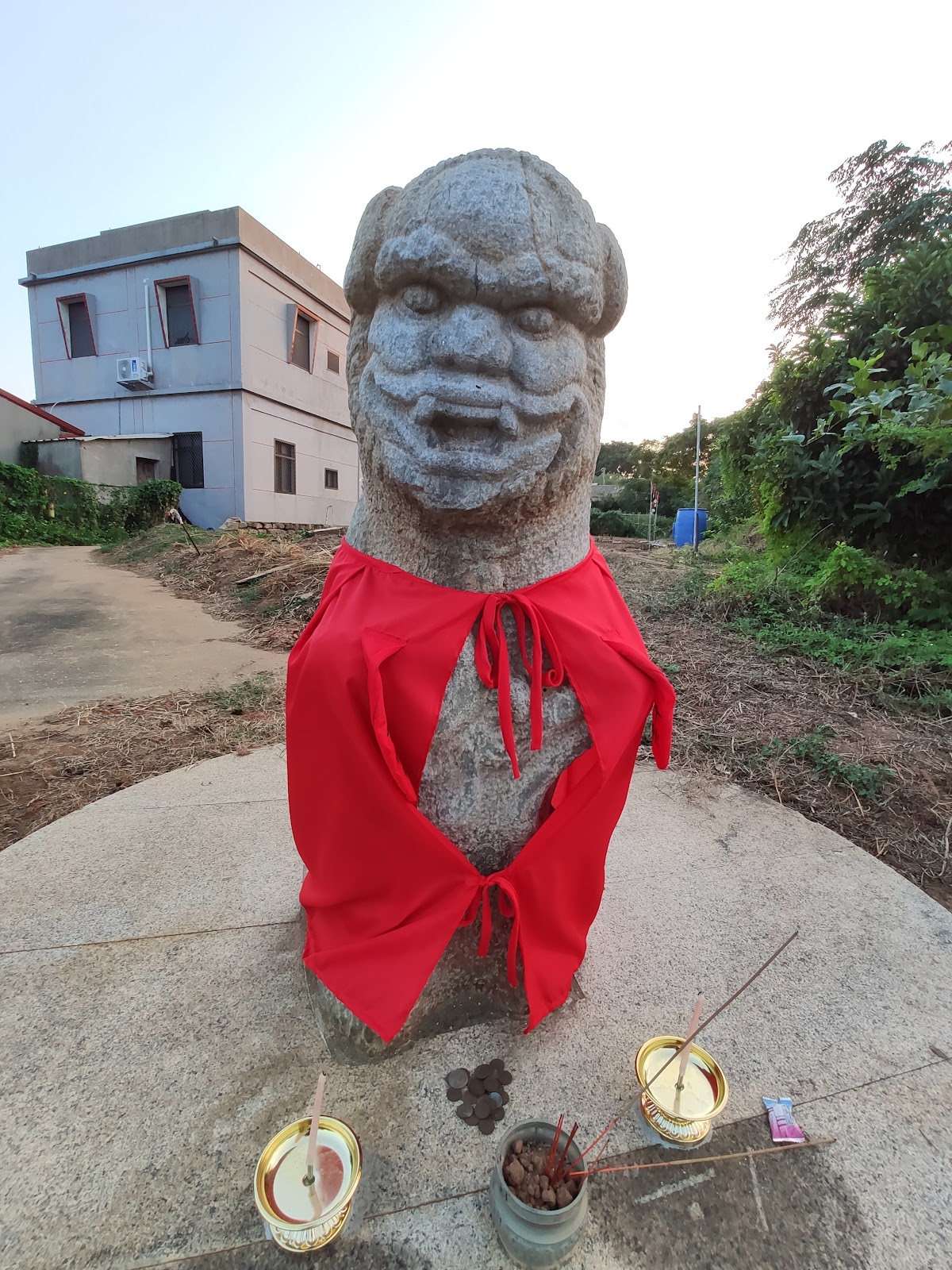 金門田墩風獅爺披紅袍特寫