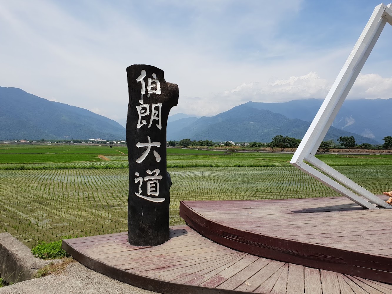伯朗大道地標與綠色稻田