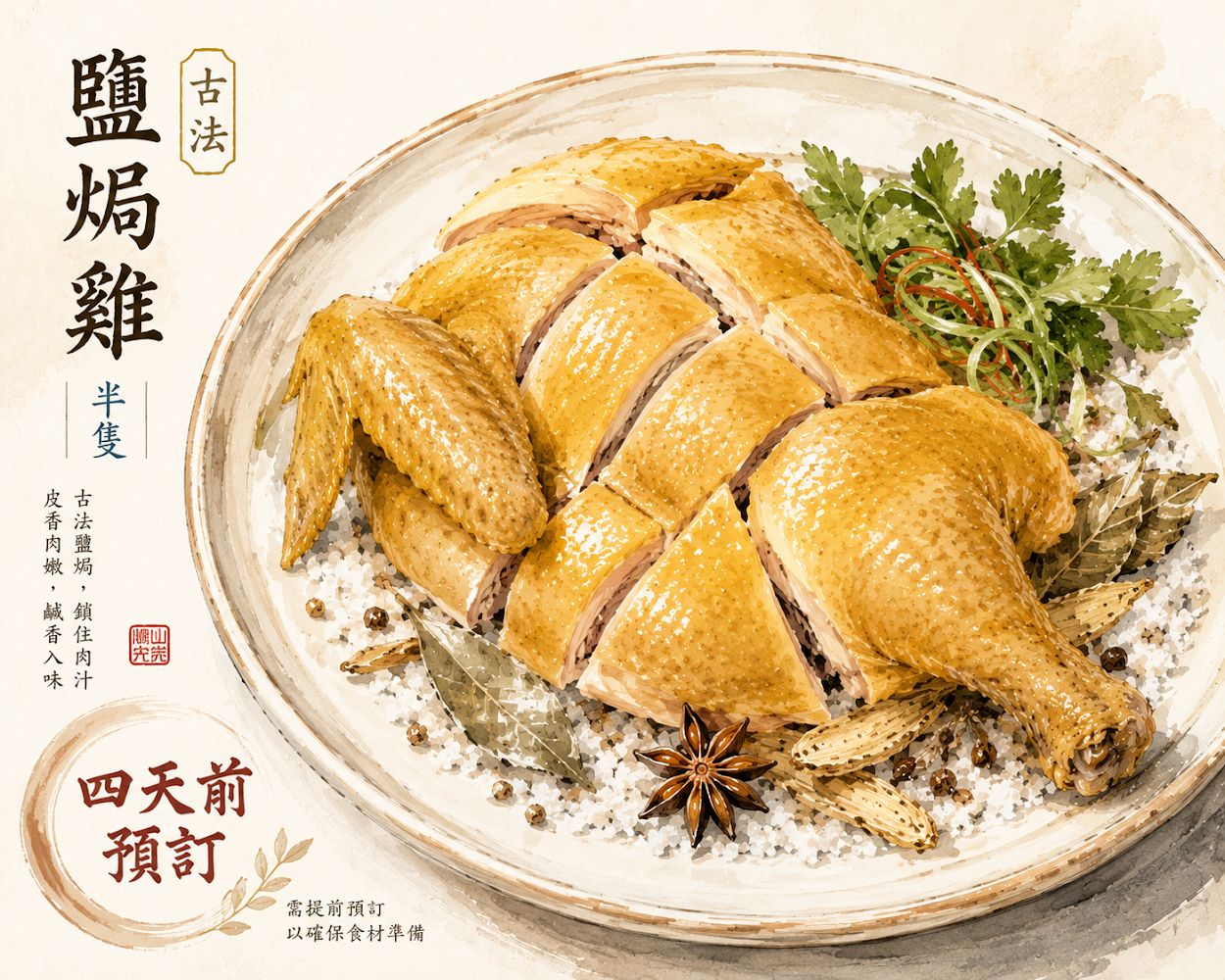 嶼山食光古法鹽焗雞料理