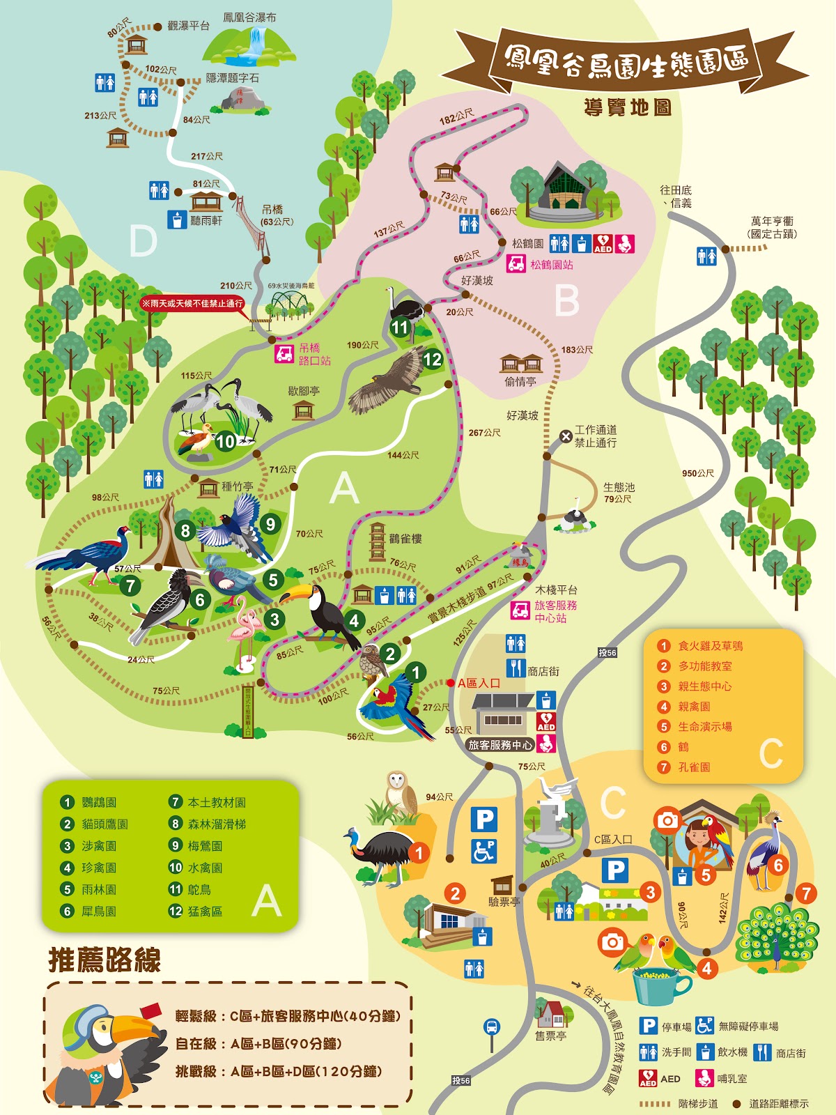 鳳凰谷鳥園生態園區導覽地圖插畫
