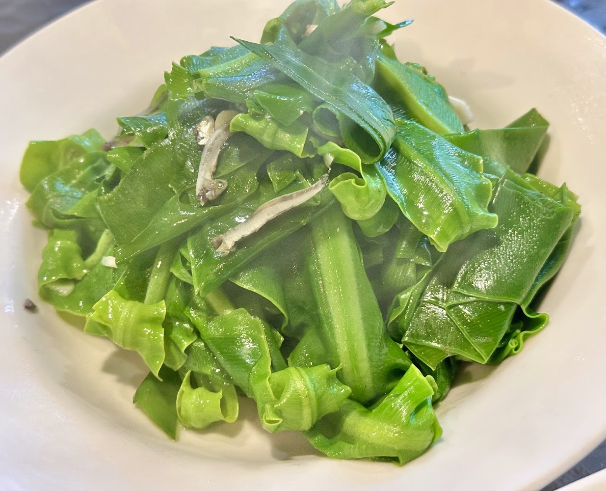常青廬炒龍鬚菜與小魚乾