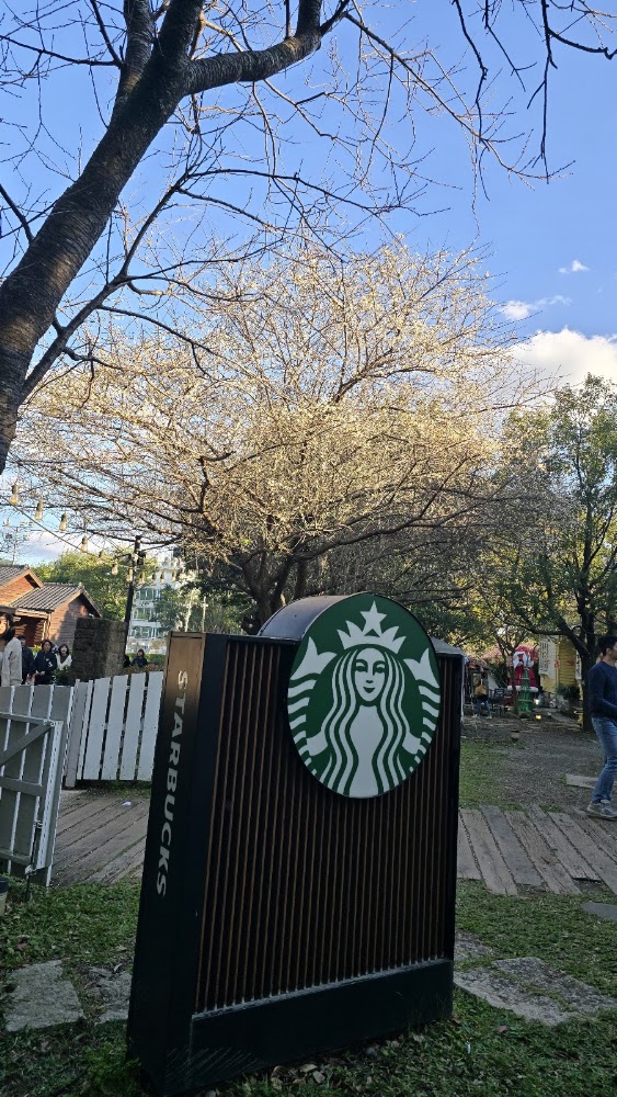 星巴克招牌與戶外活動空間