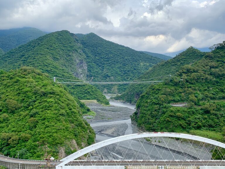 高雄多納高吊橋與白色拱橋雙橋同框壯麗全景俯瞰