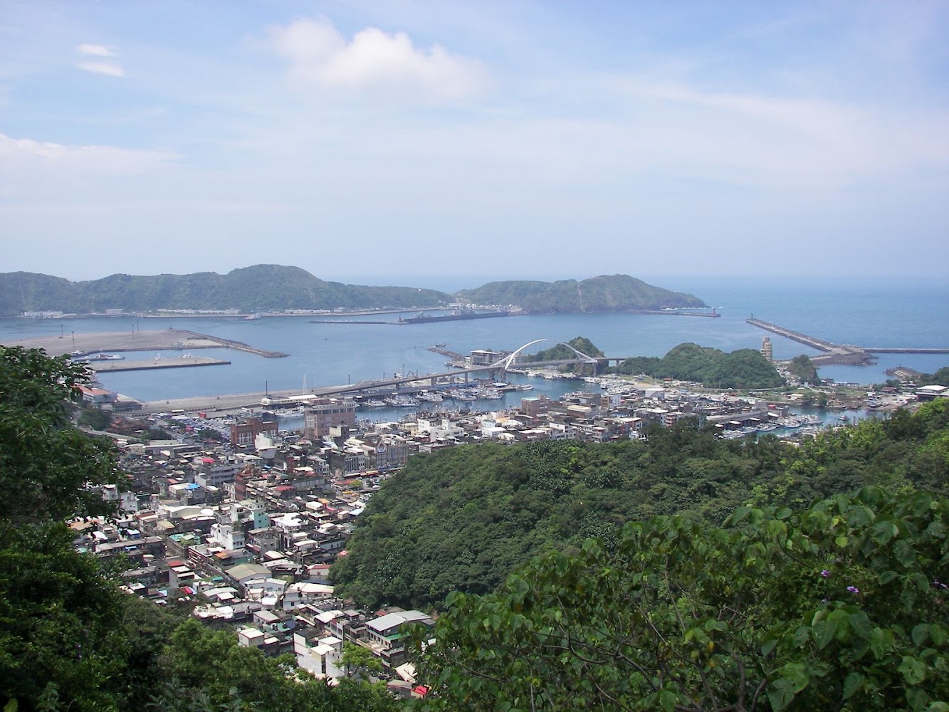 沿海城市與海灣港口全景