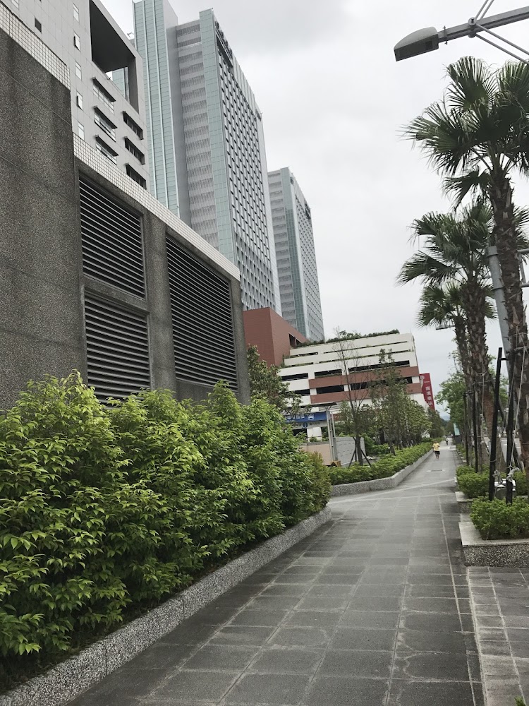 南港人行道與現代大樓街景