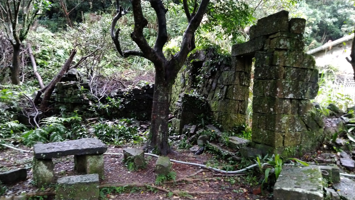 石頭堆砌的古老廢墟遺跡