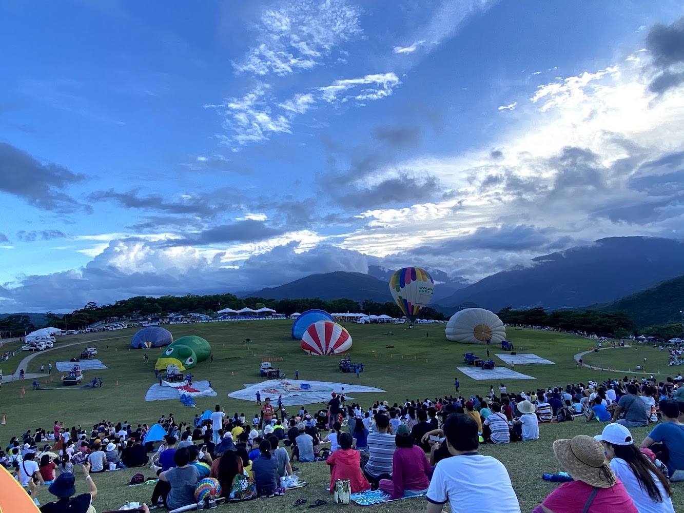 鹿野高台熱氣球嘉年華草地與山景