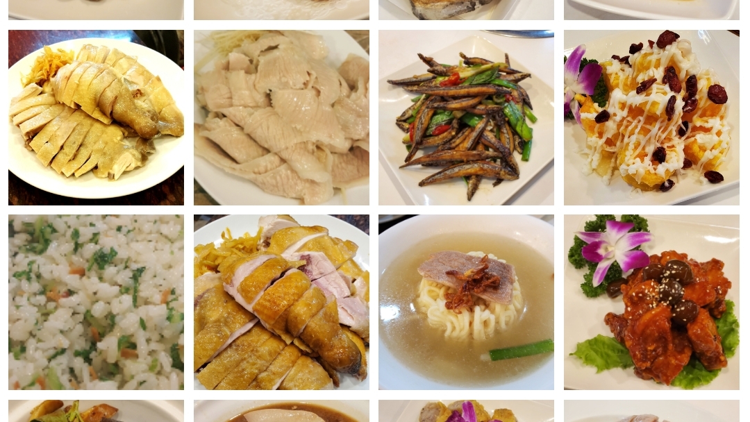 多道台菜與白斬雞上桌