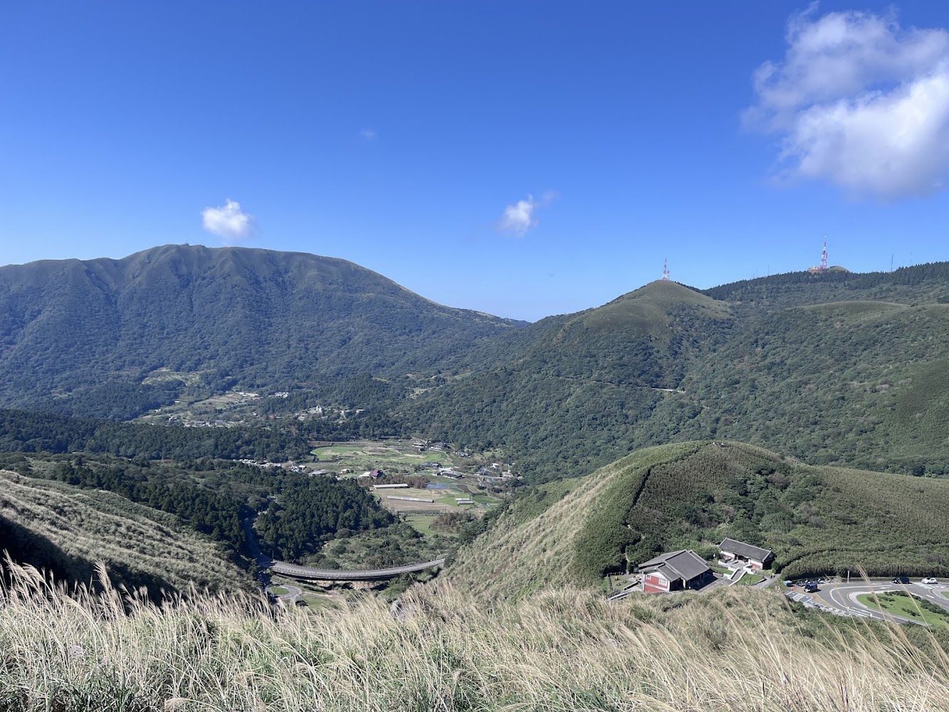 陽明山山谷稻田與道路