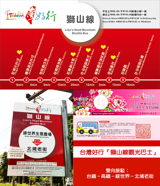 搭大眾運輸前來的旅人,可先掌握站點與接駁時間。(圖/綠世界生態農場 台灣好行)