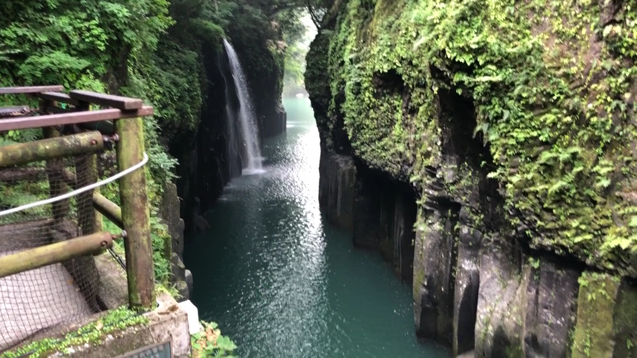 高千穗峽溪谷、瀑布與觀景台景色