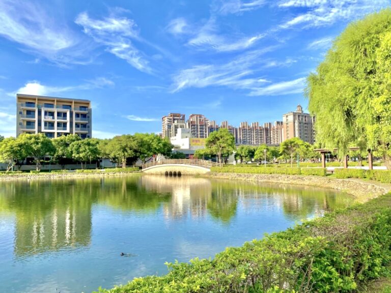 豐德公園生態池拱橋倒影