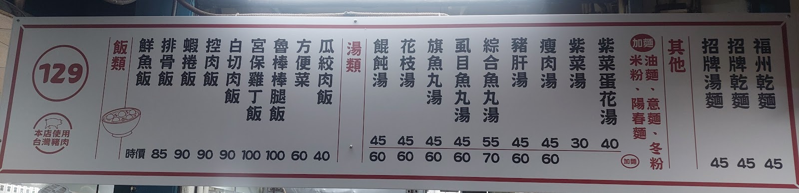 成德市場129攤價目表