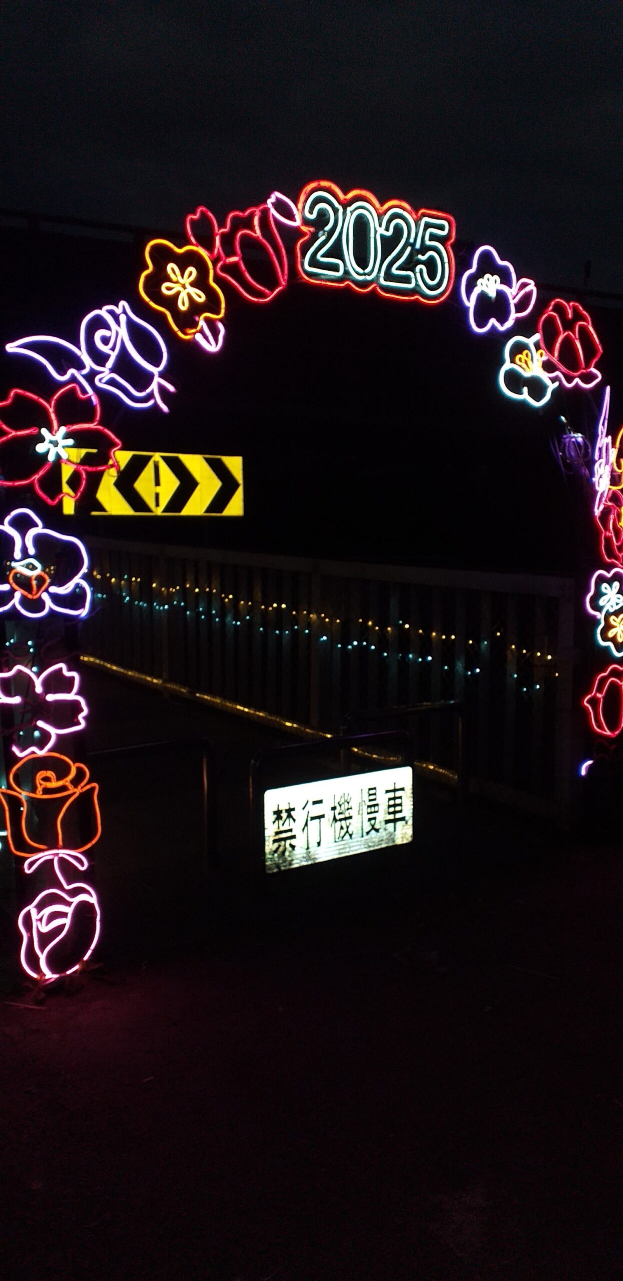 浪漫情人橋夜間花燈拱門入口