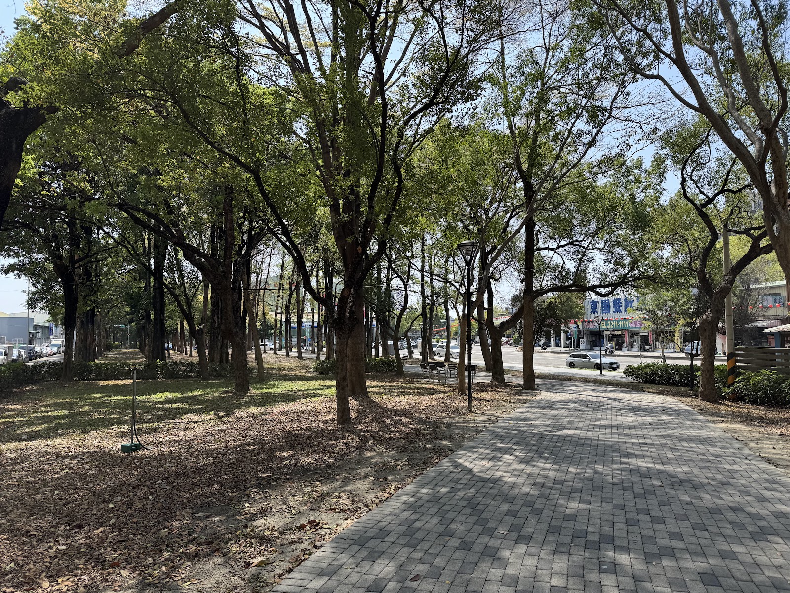 東光園道自行車道林蔭步道與周邊店家