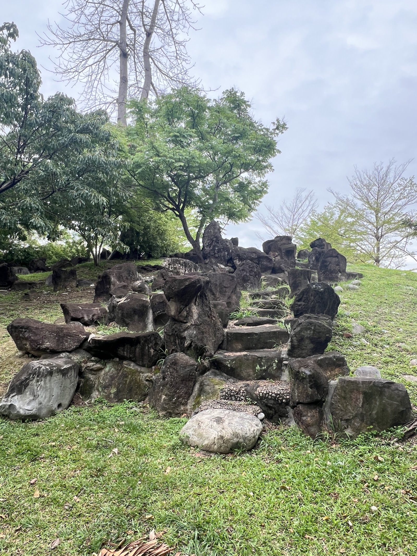 東峰公園草坡疊石步道景觀