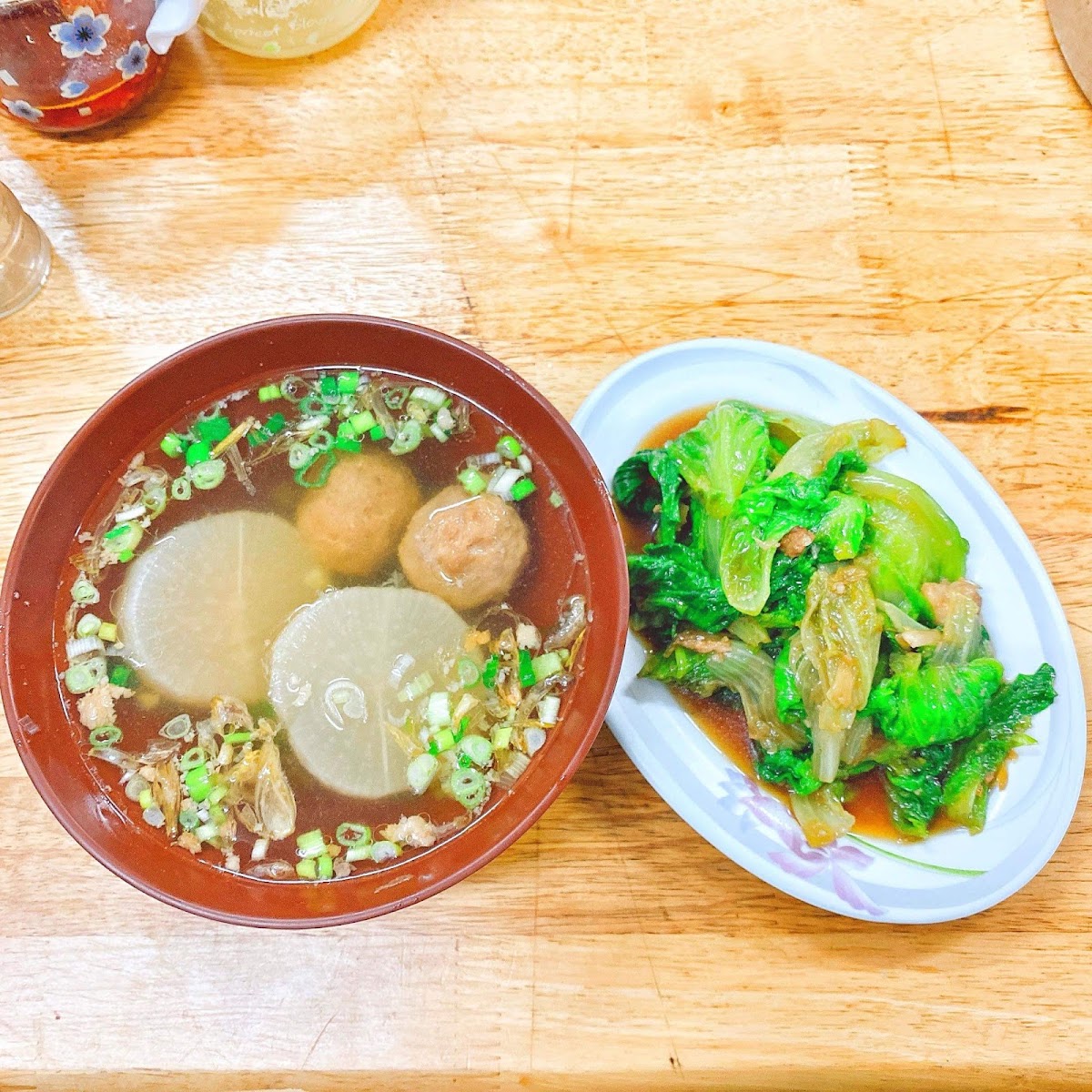 台東福記古早味蘿蔔貢丸湯燙青菜